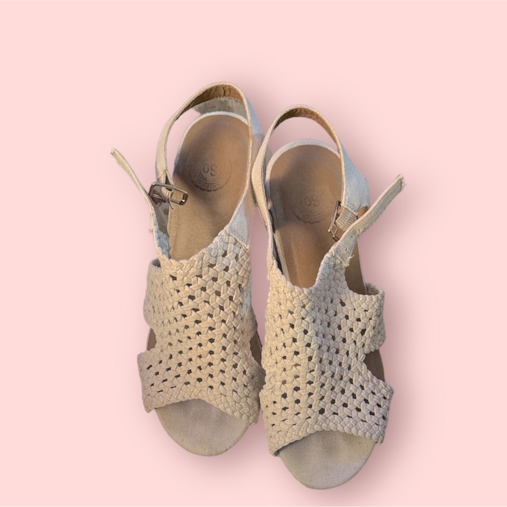 SO woven cork heel wedge sandal